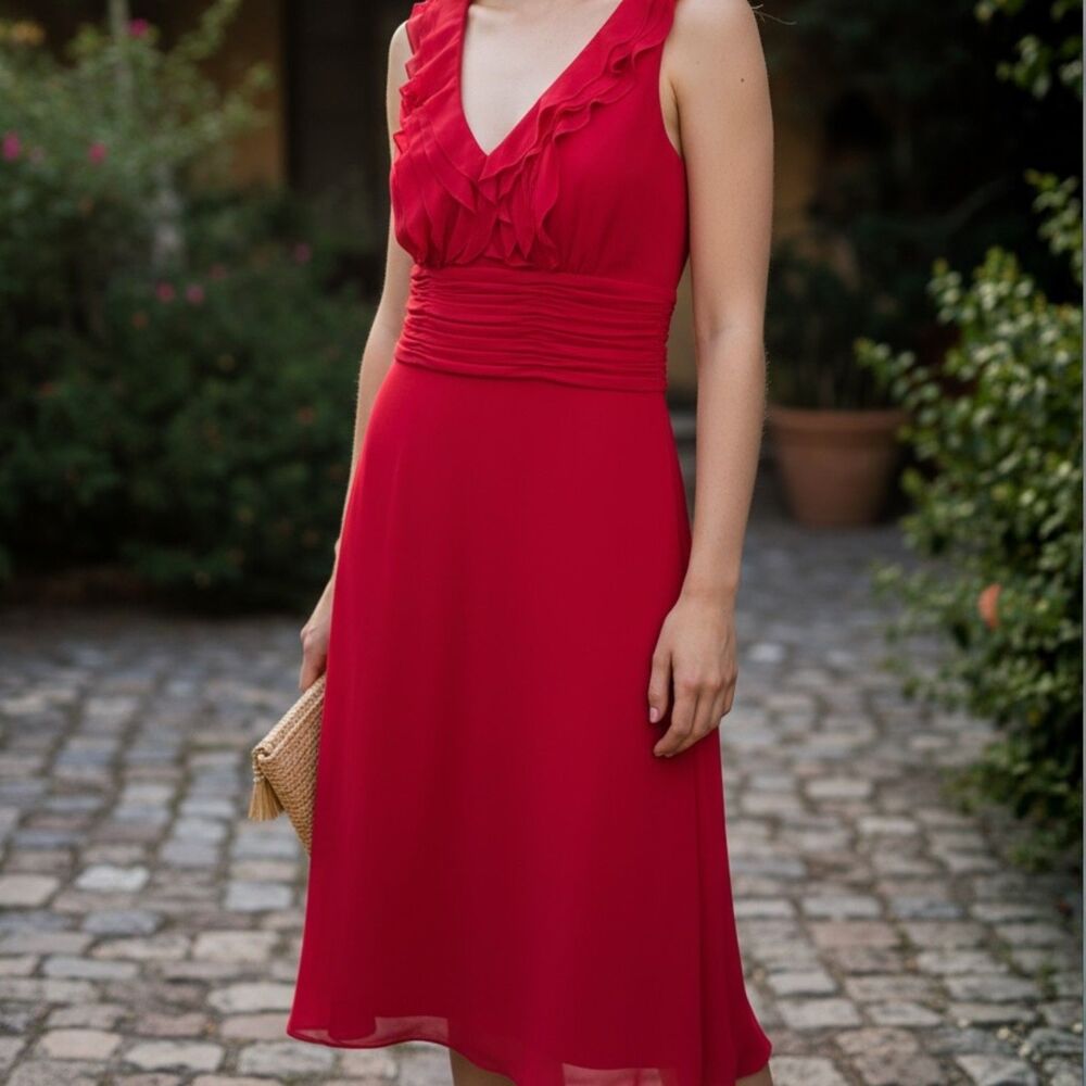 Antonio Melani 100% Silk Cocktail Dress Women’s 4 Pink Sleeveless Ruched Pleated